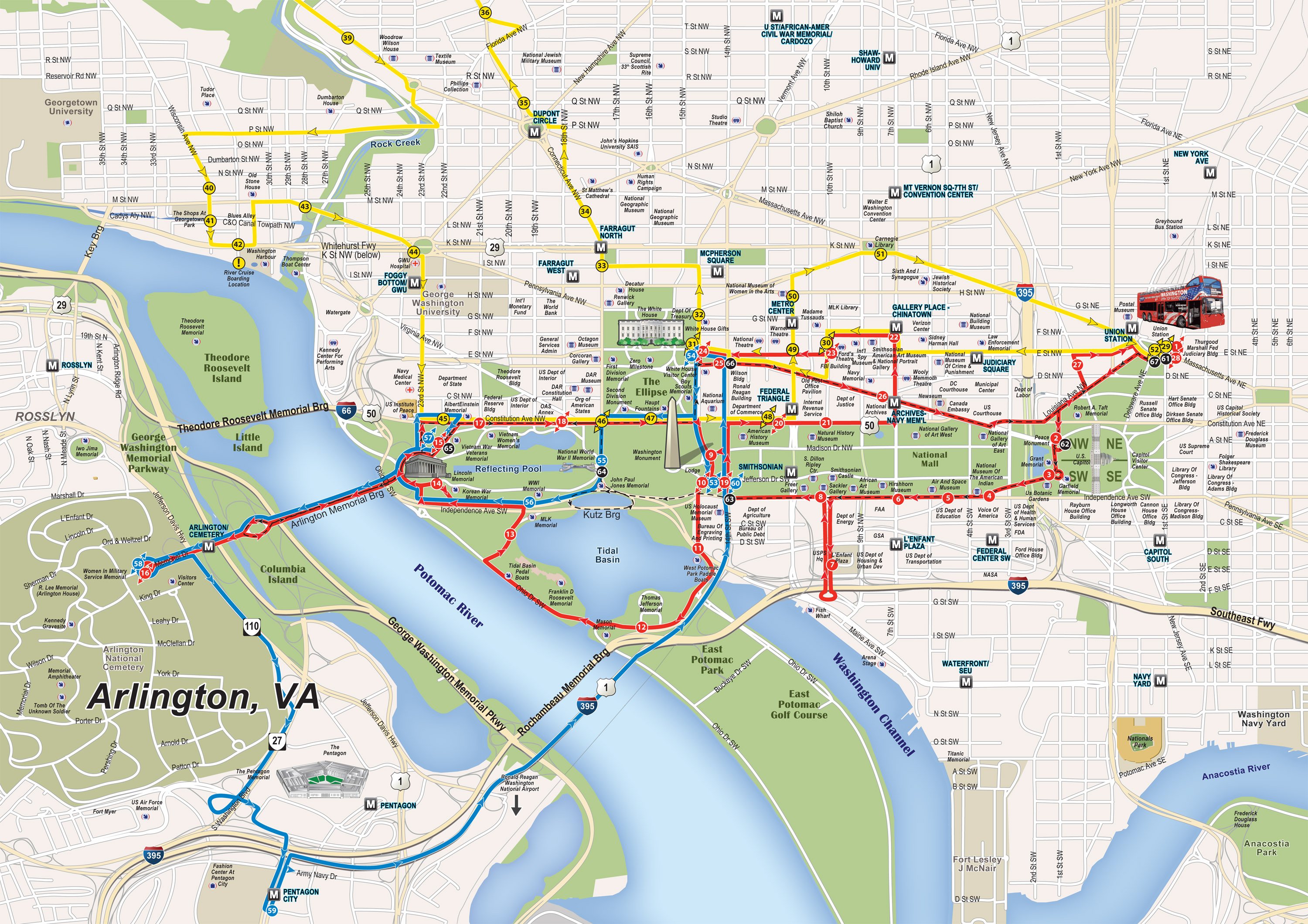 Big Bus Tour Washington Dc Map | Tourist Map Of English